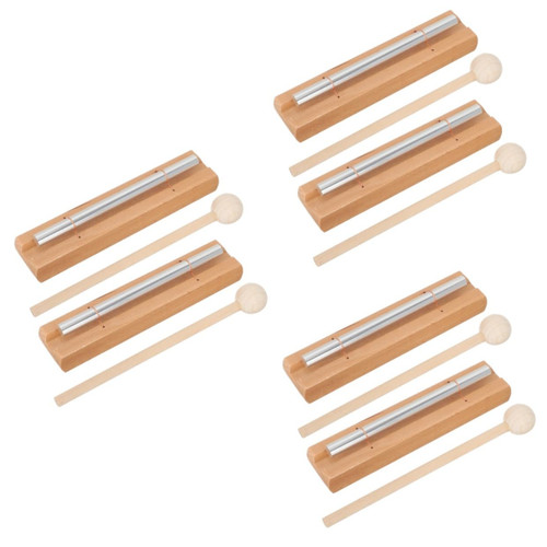 SUPVOX 6 Sets Meditation Bell Mindfulness Chime Hand Knock Chime Teacher Music Chime Hand Percussion Classroom Bell Percussion Instrument Chime with Mallet Child Yoga Wood Reminder Bell