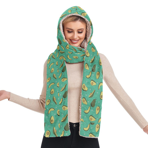 Augenstern Hooded Scarf With Pockets Triangle-avocado Warm Long Hooded Scarf with Mittens