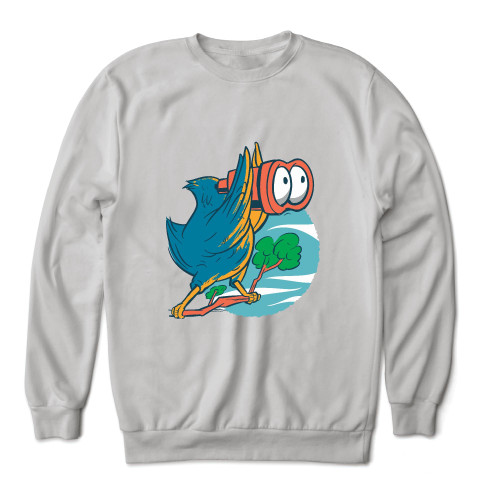 Birdwatching Gift for Nature Lovers Binoculars for Birders Grey White Muticolor Unisex Sweatshirt