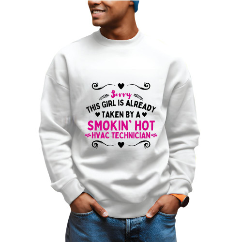 Gift for HVAC Technician Wife - Smokin Hot Saying Humor Grey White Muticolor Unisex Sweatshirt