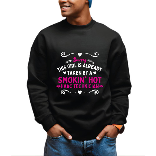 Gift for HVAC Technician Wife - Smokin Hot Saying Humor Navy Black Muticolor Unisex Sweatshirt