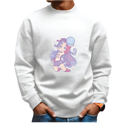 Gift for Volleyball Lovers Funny Girl with Skull Design for Teens and Adults White Muticolor Unisex Sweatshirt Gift for Volleyball Lovers Funny Girl with Skull Design for Teens and Adults White Muticolor Unisex Sweatshirt