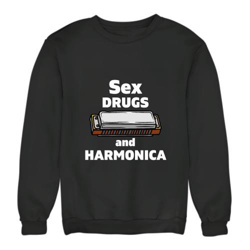 Music Lovers Gift for Musicians Artists Producers Harmonica Humor Instrument Black Muticolor Unisex Sweatshirt