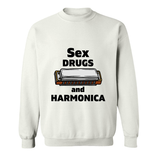 Music Lovers Gift for Musicians Artists Producers Harmonica Humor Instrument Grey Muticolor Unisex Sweatshirt