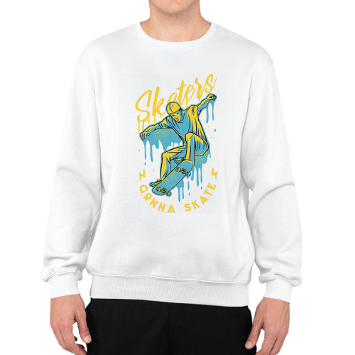 Skateboard Quote Gift for Skaters Duotone Design Present for Skateboarding Fans Grey White Muticolor Unisex Sweatshirt