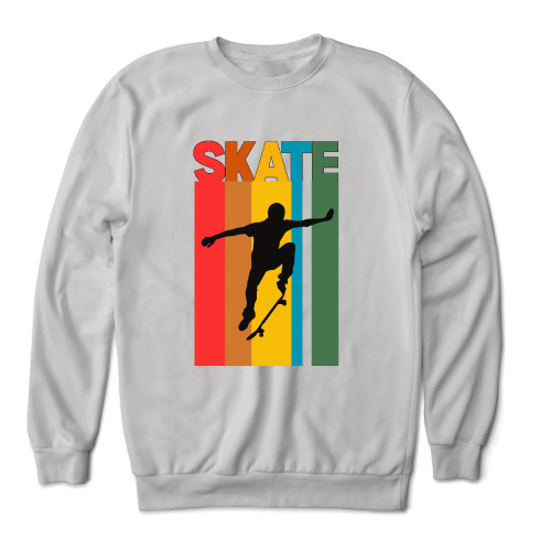 Skateboarding Sweatshirt Gift for Skateboarders Lovers of Skate Boarding Sport and Tricks Grey White Muticolor Unisex Sweatshirt