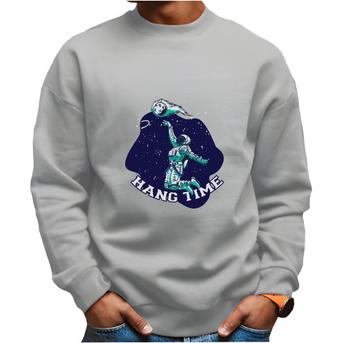 Astronaut Dunking Planet Basketball Gift for Kids and Teens Grey White Muticolor Unisex Sweatshirt