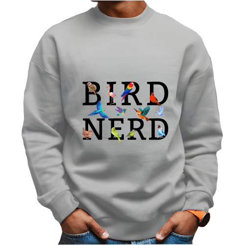 Cool Birdwatching Gift Idea for Bird Lovers Birder Grey White Muticolor Unisex Sweatshirt