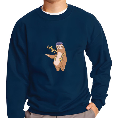 Sloth Traffic Cop Gift Sloth in Uniform Blowing His Whistle Gift for Sloth Lovers Black Muticolor Unisex Sweatshirt