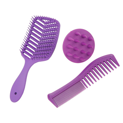 Hair Brush Comb Set 3pcs, Double Tooth Comb, Hollow Out Hair Brush, Hair Shampoo Brush, Hollow Out Hair Brush, Hair Styling Comb Set