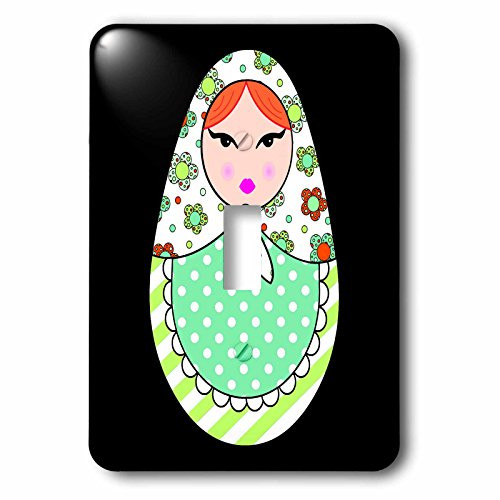 3dRose lsp_58640_1 Cute Russian Matryoshka Nesting Doll Orange Hair - Warm Colors Black Single Toggle Switch