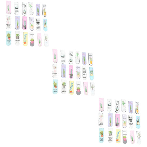 STOBOK 90 Pcs Bookmarks for Kids Bulk Kids Bookmark Cartoon Bookmarks Succulent Plant Bookmarks Magnetic Book Mark Magnet Bookmarks Magnet Page Clip Magnetic Page Marker Mini Page Folder