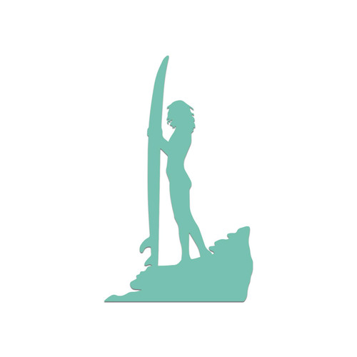 Sexy Surfer Girl Surfboard Silhouette Sticker Vinyl Decal Notebook Car Window Laptop 3.5" x 6" (Mint)