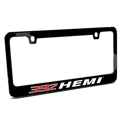 EHAKB 392 HEMI Black Metal License Plate Frame for Challenger, Charger, SRT