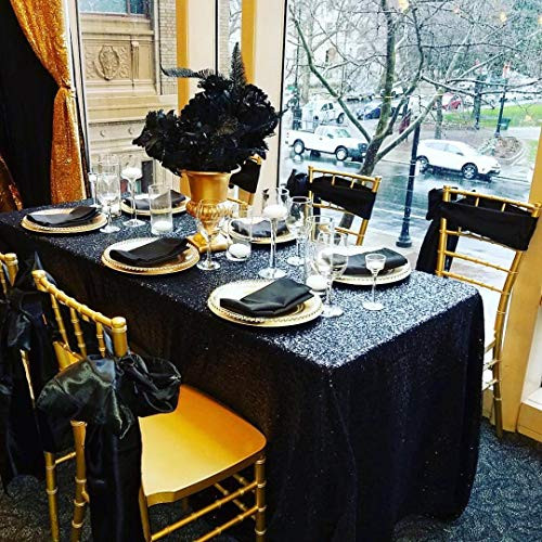 QueenDream sequin tablecloth rectangle 50"x80" rectangular sequin tablecloth Black sequin tablecloths Sequin Linens