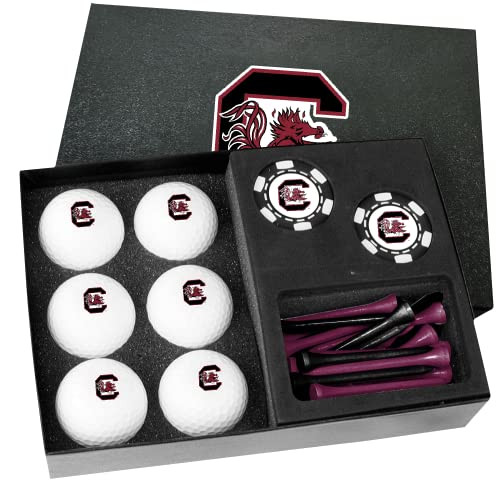 Golfballs.com South Carolina Fighting Gamecocks Gift Set with Black Poker Chips - Blank Balls