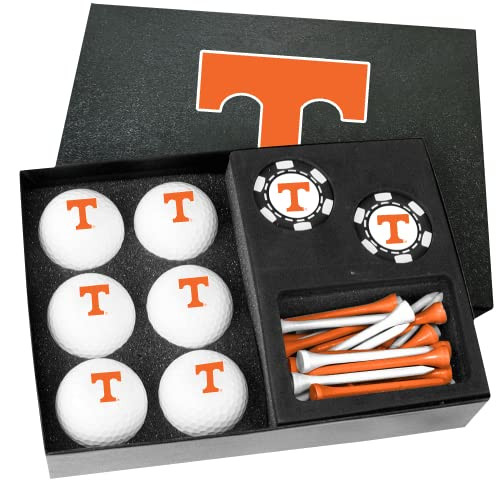 Golfballs.com Tennessee Volunteers Gift Set with Black Poker Chips - Blank Balls