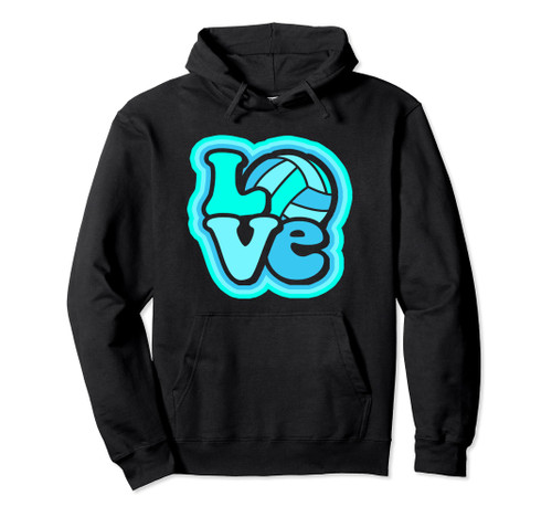Girls Volleyball Love Turquoise Blue for Teens & Women Pullover Hoodie