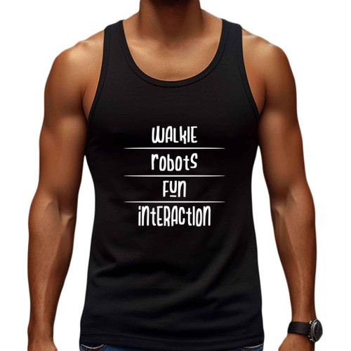 Fun Interaction and Communication Gift for Kids, Ideal Housewarming Present for a Son - Walkie Robots Men Women Multi Size Black Tank Top