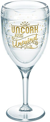 Tervis 1233575 Uncork and Unwind Tumbler with Wrap 9oz Wine Glass, Clear