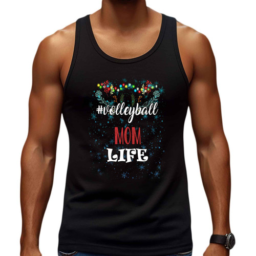Mother's Day Gift for Volleyball Mom Life - Messy Bun Design with and Multicolor - Ideal Present for a Mom - Men Women Multi Size Black Tank Top