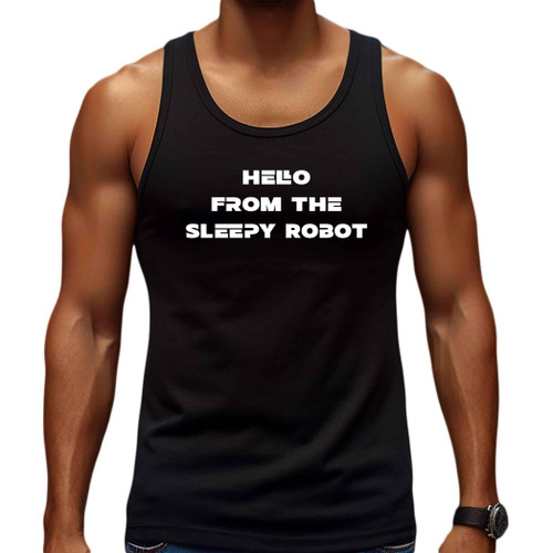 Colorful Mecha Robot Gift for, Sleepy Robot Illustration - Men Women Multi Size Black Tank Top