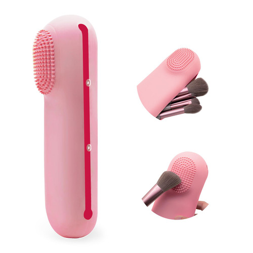 Travel Makeup Brush Holder, Magnetic Anti-fall Out Silicon Portable Cosmetic Face Brushes Holder, Soft and Sleek Makeup Tools Organizer for Travel Travel Makeup Brush Holder, Magnetic Anti-fall Out Silicon Portable Cosmetic Face Brushes Holder, Soft and Sleek Makeup Tools Organizer for Travel