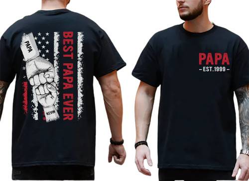 Custom Grandpa Shirt Fist Bump Grandkid Names, Best Dad Ever Shirt, Dad Raised Fist Hand Shirt, Fist Bump Shirts