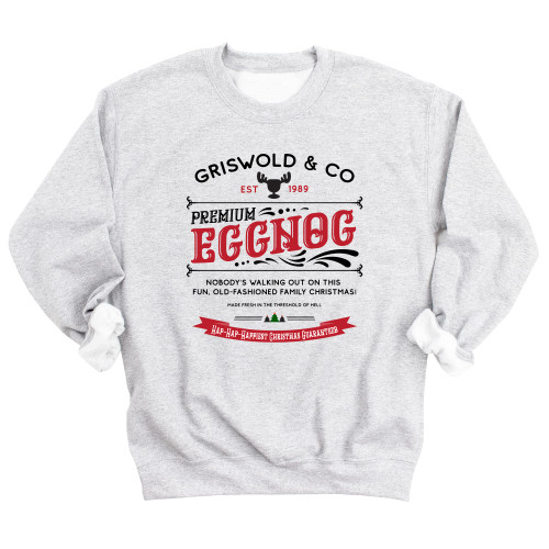 Spunky Pineapple Griswold & Co Premium Egg Nog Christmas Sweatshirt (XX-Large, Ash)