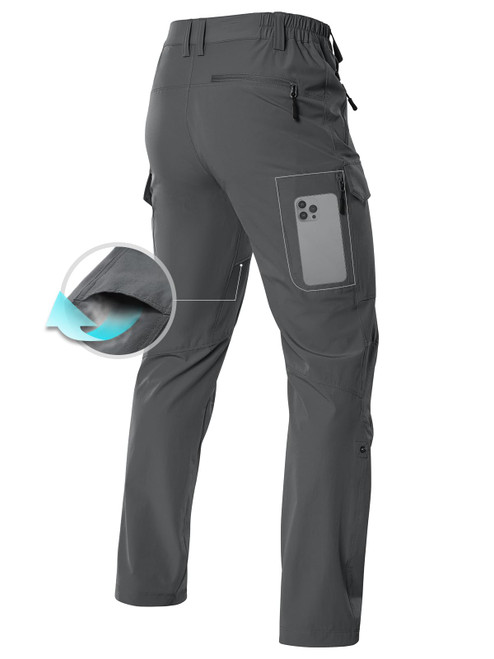 Moosehill Men's Hiking Cargo Pants Lightweight Waterproof Tactical Work Pants Quick Dry Fishing Pants for Golf Travel Outdoor (Dark Grey, 38)