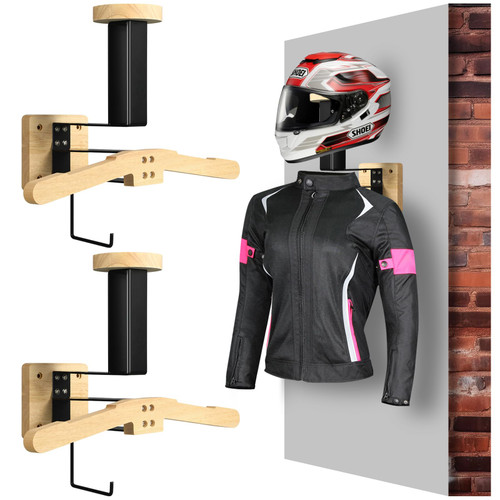 Wenqik 2 Pcs Helmet Rack Wall Mount Motorcycle Gear Helmet Hanger with Dismountable Hook for Motorcycle Bike Skiing Baseball Rugby Helmet