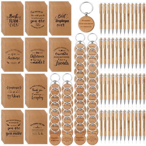 Yeaqee 50 Sets Employee Appreciation Gifts Bulk Thank You Coworker Gifts Spiral Kraft Notebooks Retractable Bamboo Pens with Inspirational Wooden Keychain for Office Women Men Employee(Employee) Yeaqee 50 Sets Employee Appreciation Gifts Bulk Thank You Coworker Gifts Spiral Kraft Notebooks Retractable Bamboo Pens with Inspirational Wooden Keychain for Office Women Men Employee(Employee)