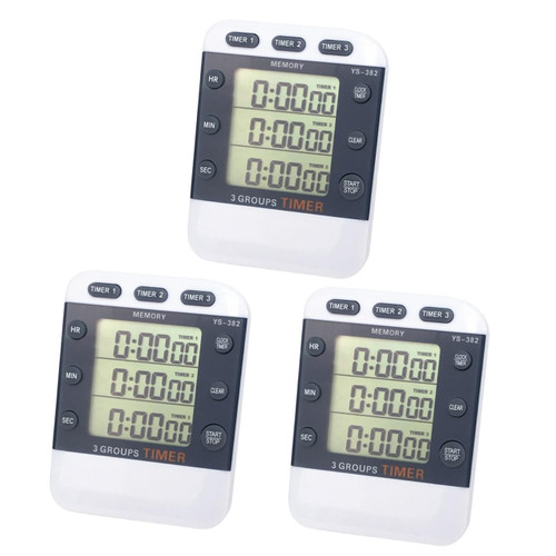 Sosoport 3pcs 3 Digital Clock Digital Kitchen Timer Digital Sports Timer Digital Classroom Timer Homework Timer Digital Stopwatch Digital Clocks Countdown Timer Student Number