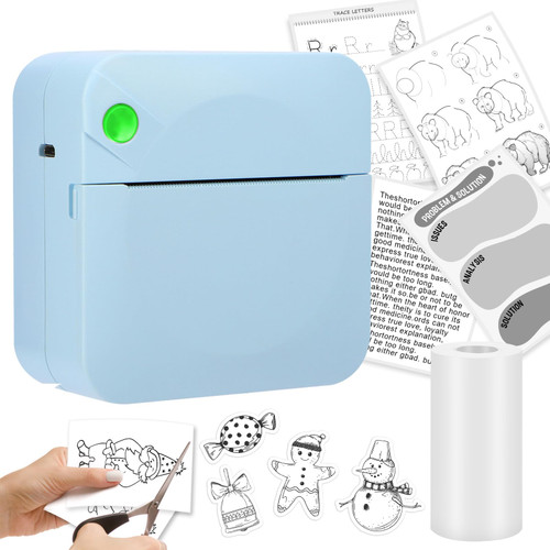 Augot Mini Printer, Bluetooth Pocket Thermal Printer Inkless Portable Sticker Printer Compatible with iOS and Android, Wireless Photo Printer for Printing Label, Journal, Study Notes, Memo, Photos