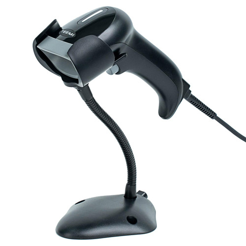 Barcode Scanner with Stand, TEEMI USB Wired Inventory 2D 1D QR Code Scanners for Computer POS Support Handsfree Mode, Handheld CMOS Imager Bar Code Reader for Retail Hospitality Office