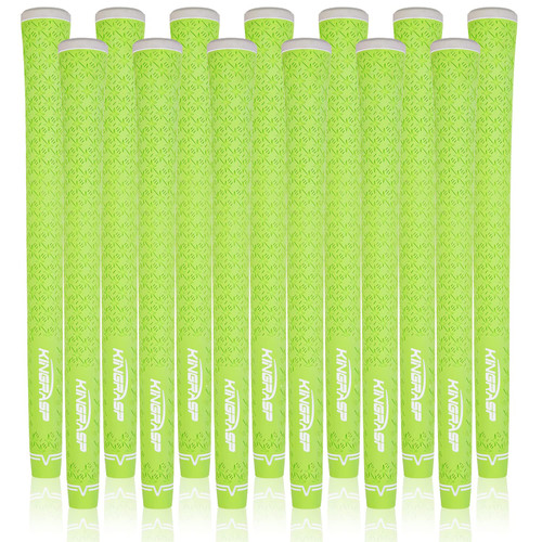 KINGRASP Multi Compound Golf Grips?13 Grips Set,Soft Rubber Golf Clubs Grips, Anti-Slip Ecological Cotton Yarn Thread Technology,Midesize Standard Size,6 Colors Optional (green, Undersize)
