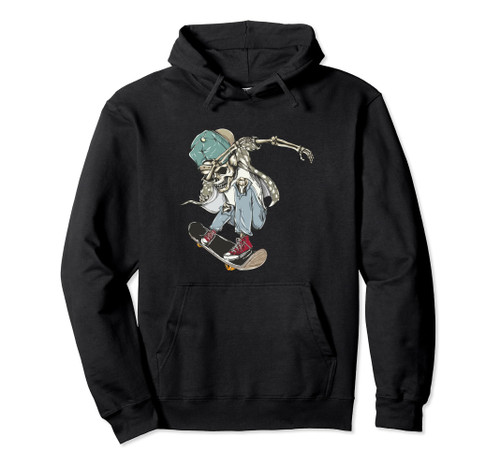 Dabbing Skeleton Skating Skateboard Boy Skate Skateboarder Pullover Hoodie