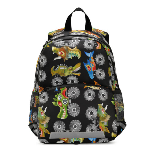 VIGTRO Monster Trucks Dinosaur Boys Backpack for Toddler, Waterproof Preschool Kindergarten Book Bag for Kids