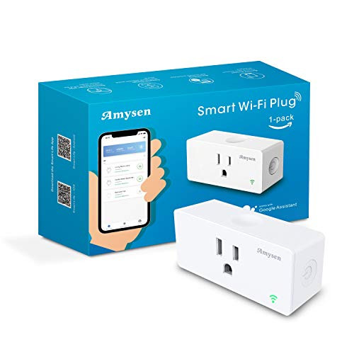 Amysen Wifi Smart Plug, Smart Outlet Mini Socket No Hub Required, Control Your Devices from Anywhere Compatible with Alexa and Google Assistant, White Plug