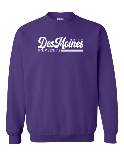CreateMyTee | Vintage Des Moines University Crewneck Sweatshirt (Purple, X-Large)