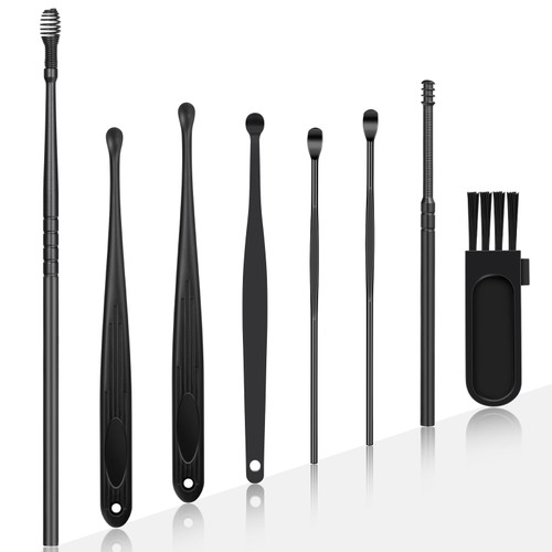 Earwax Removal Kit, 8 Pcs Ear Pick Ear Cleansing Tool Set, Ear Curette Ear Wax Remover Tool with a Cleaning Brush and Storage Box