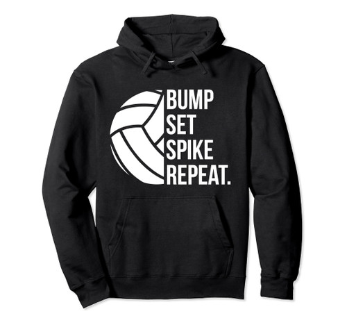 Volleyball Hoodie Hooded Sweatshirt. Bump Set Spike Repeat Pullover Hoodie Volleyball Hoodie Hooded Sweatshirt. Bump Set Spike Repeat Pullover Hoodie