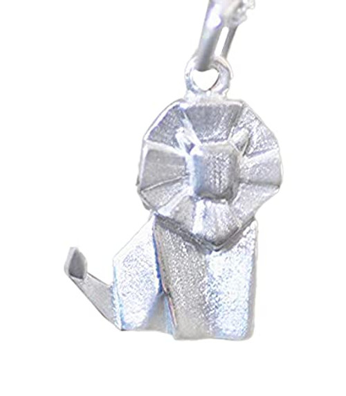 Origami Lion Necklace in Sterling Silver with 16" Chain