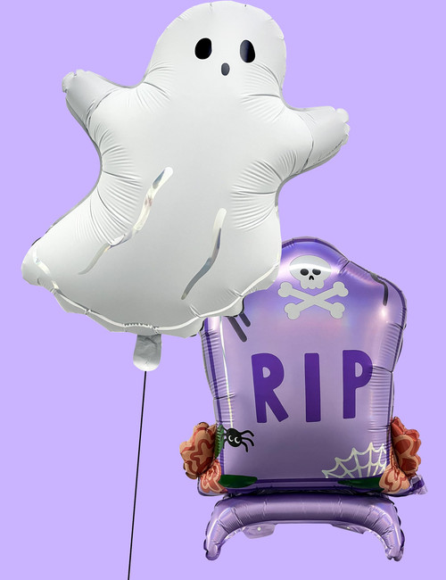 HOUSE OF PARTY X Large Halloween Ghost Gravestone Balloons Kit, Halloween Ghost Foil Balloons for Halloween Birthday Party Decorations | Ghost Mylar Balloons | Halloween Balloon Decorations HOUSE OF PARTY X Large Halloween Ghost Gravestone Balloons Kit, Halloween Ghost Foil Balloons for Halloween Birthday Party Decorations | Ghost Mylar Balloons | Halloween Balloon Decorations