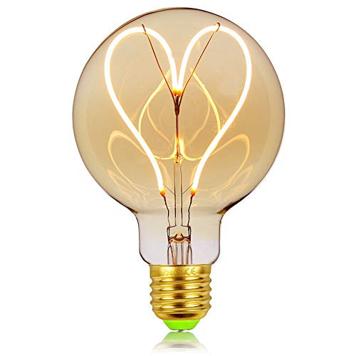 TIANFAN Edison LED Bulb Globe Vintage Style G95/G30 4W Curved Filament Bulb 110/130V Dimmable