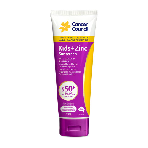 Cancer Council SPF 50+ Kids + Zinc Sunscreen 75ml Tube