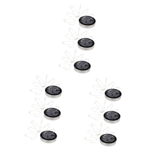 9 Pcs Bottle Cap String Lights Fairy Solar Lights Mason Jar Led Lights Glass Mason Jars Bottle Lamp Kit Solar Lantern Light up Mason Jars Glass Solar Lights Outdoor Crafts Plastic