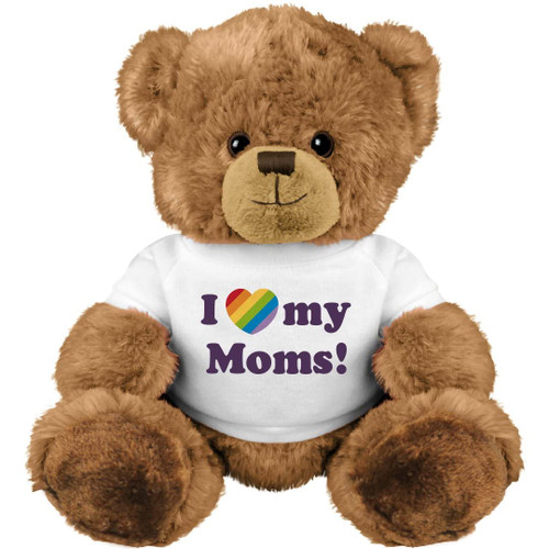 Rainbow Heart I Love My Moms! Teddy Bear: 10 Inch Teddy Bear Stuffed Animal