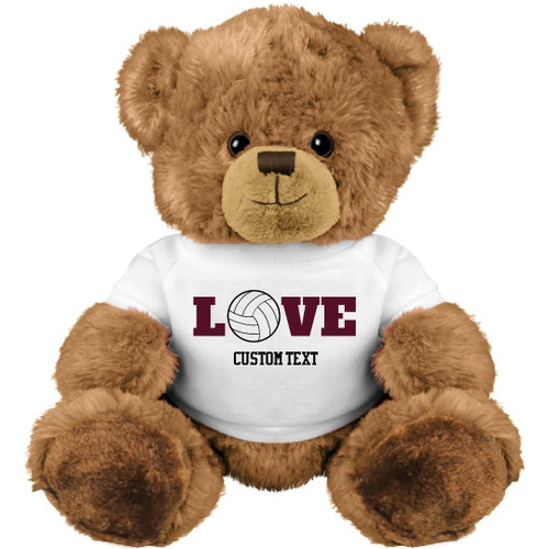 Volleyball Love Custom Text Teddy Bear: 10 Inch Teddy Bear Stuffed Animal