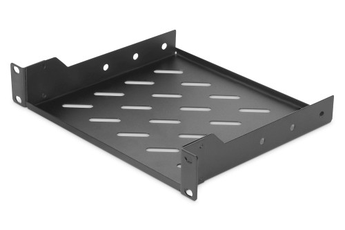 DIGITUS Shelf - 1U - 10" (254 mm) - for Network Cabinet - 200 mm deep - Perforated Sheet Steel - Black